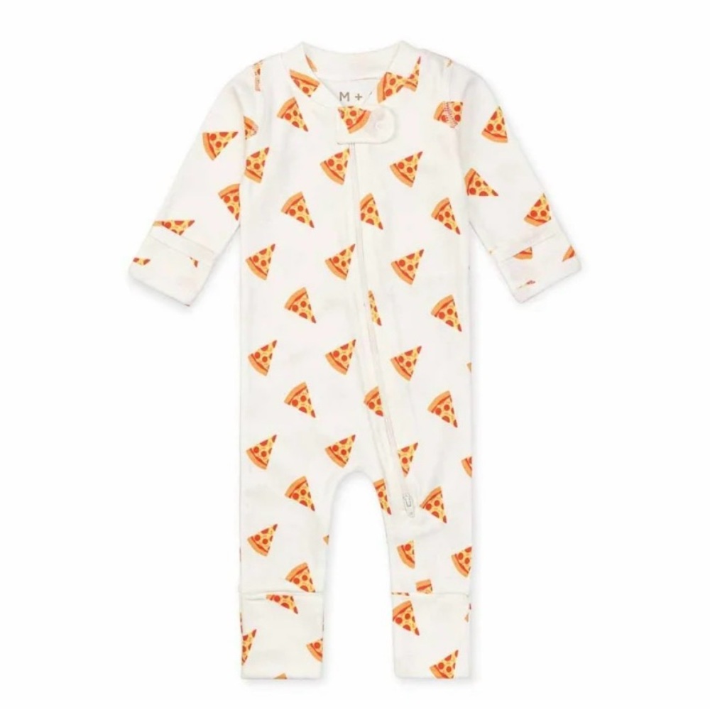 Monica + Andy Pizza Print Organic Cotton Romper Size 0-3 Months